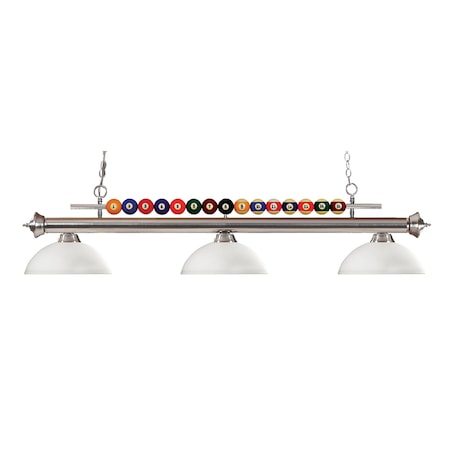 Z-Lite Shark 3 Light Billiard Light, Brushed Nickel & Matte Opal 170BN-DMO14